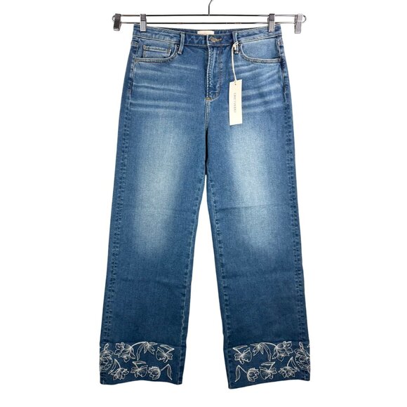 Driftwood Charlee Cuff embroidered wide leg relaxed jeans‎ 90s retro sz 30 - Picture 2 of 10